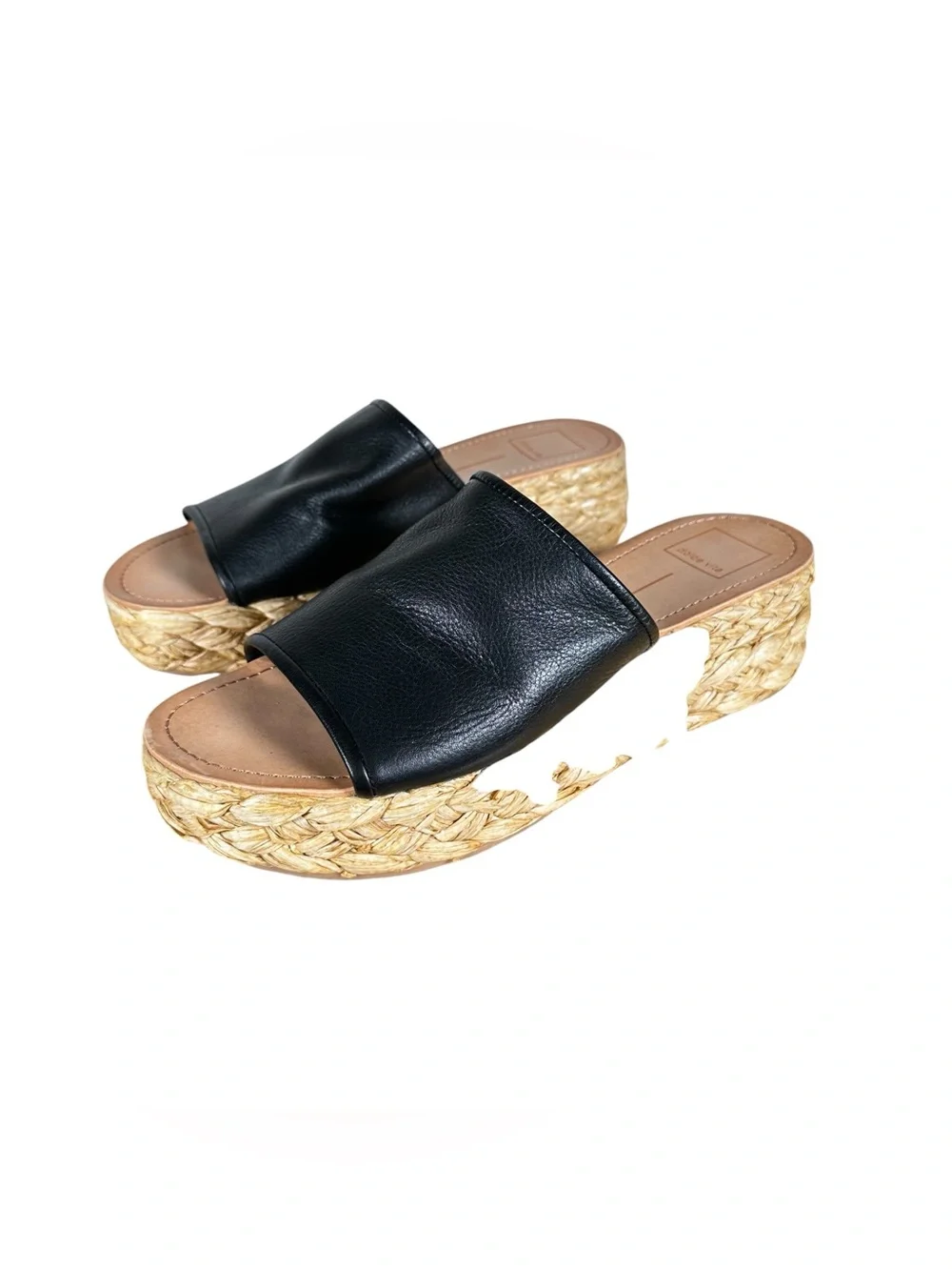 DOLCE VITA Chavi Raffia Platform Slide Leather Sandals - Picture 3 of 9